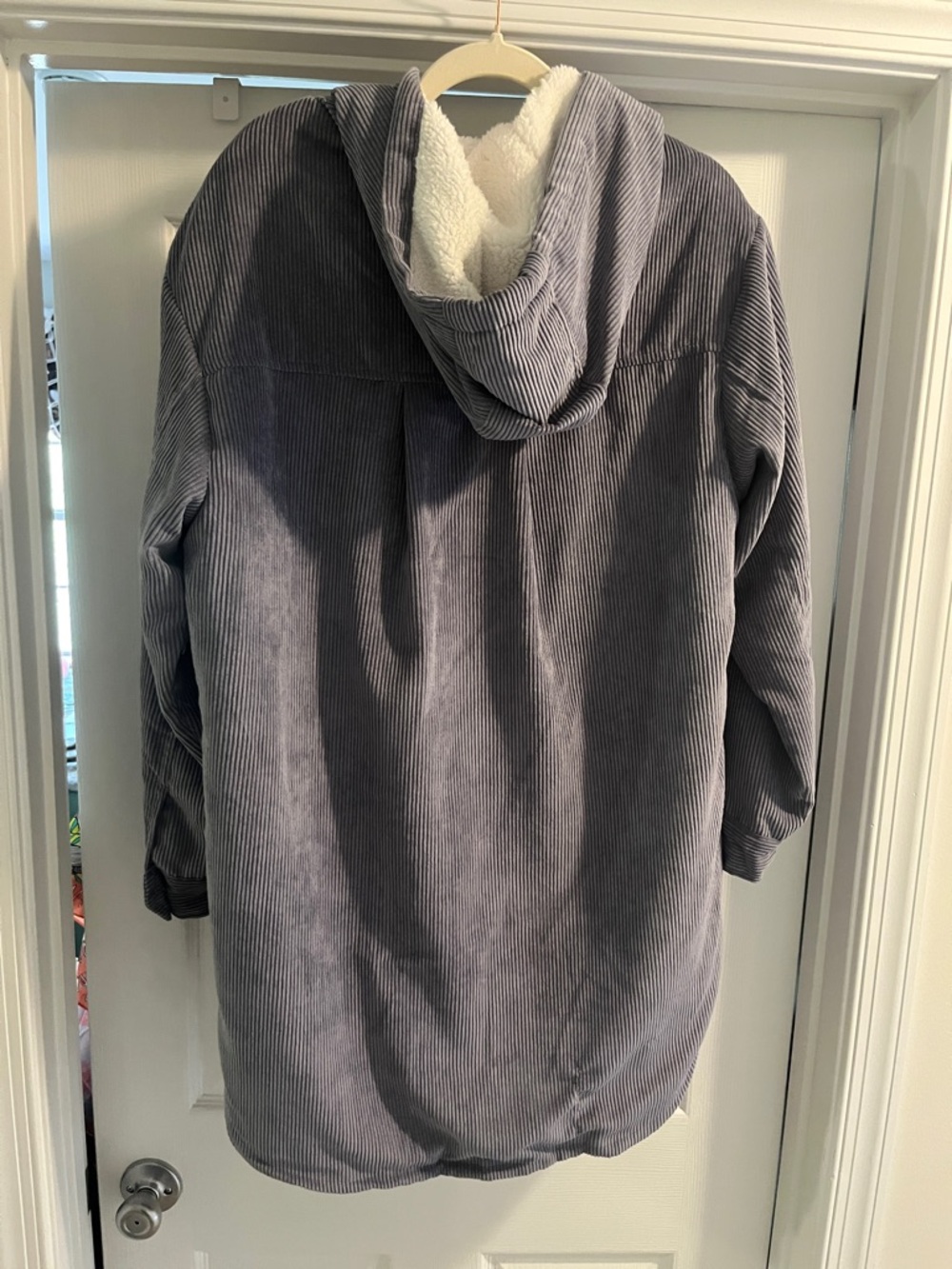 Ashley By 26 International Corduroy Hooded Jacket in Slate Gray - Picture 2 of 3